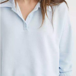 Aerie Fleece-Of-Mind Cropped Polo Sweatshirt